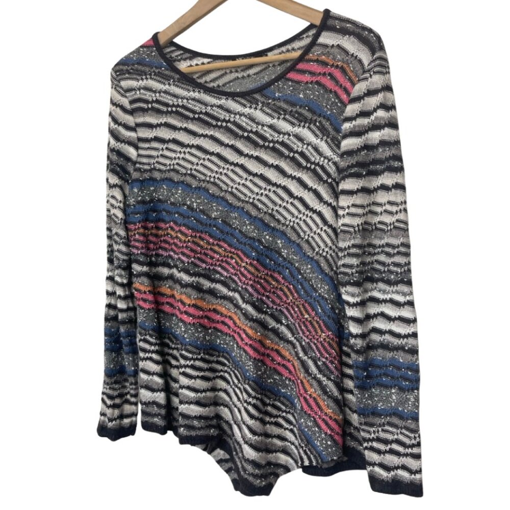 NIC+ZOE | Women's Casual Linen Blend Missoni Style Striped Sweater | SIze PM - Picture 5 of 12